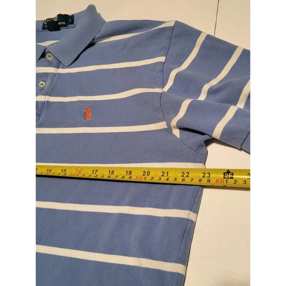(#16)Polo By Ralph Lauren Short Sleeve Size Men's L Blue White Striped